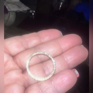 14 karat  vintage gold  hoop diamond pendant.